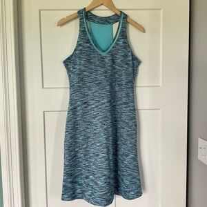 Women’s MPG Athletic Sporty Dress Aqua Blue w/Pockets Knee Length Racerback